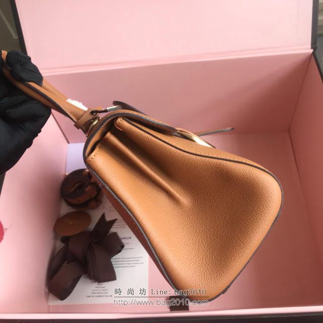 DELVAUX女包 2019春夏最新色 專櫃原廠皮 德爾沃女手提包 DS0028焦糖 中號 Delvaux單肩斜挎包  fcs1172